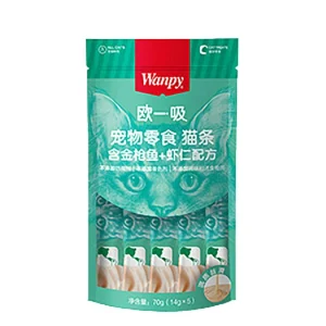 بستنی گربه ونپی سبز با طعم ماهی تن و میگو – بسته ۵ عددی Wanpy Creamy Lickable Cat Treat – Tuna & Shrimp Flavour