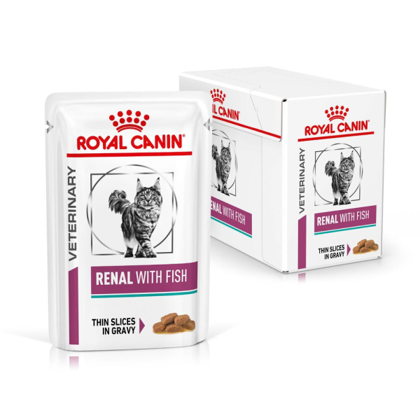 پوچ درمانی گربه بالغ رویال کنین رنال ماهی ۸۵ گرمی (Royal Canin Renal with Fish Wet Cat Food)
